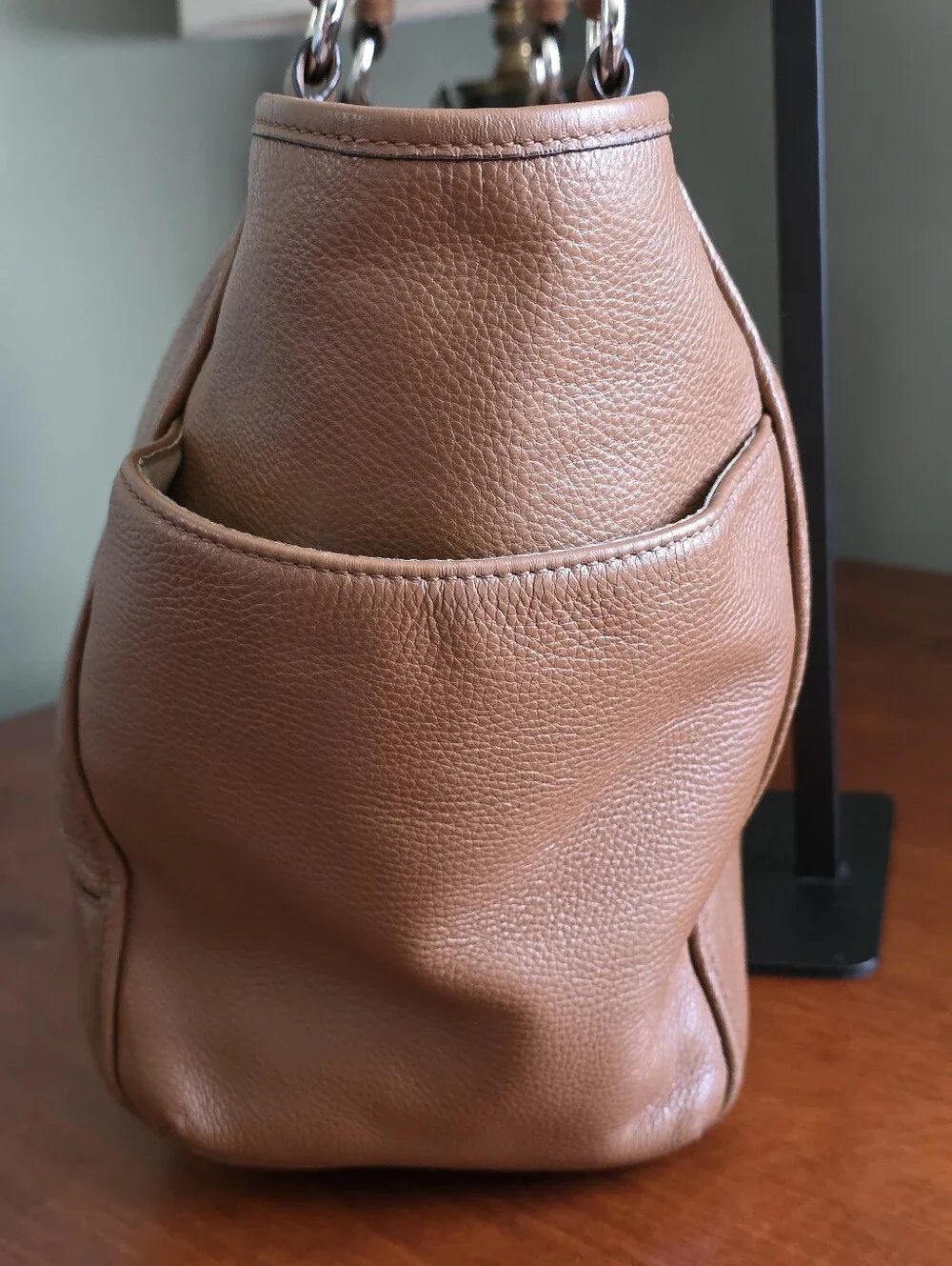 Coach Park Carrie F29898 Saddle Tan Pebbled Leather Large Tote Shoulder Bag